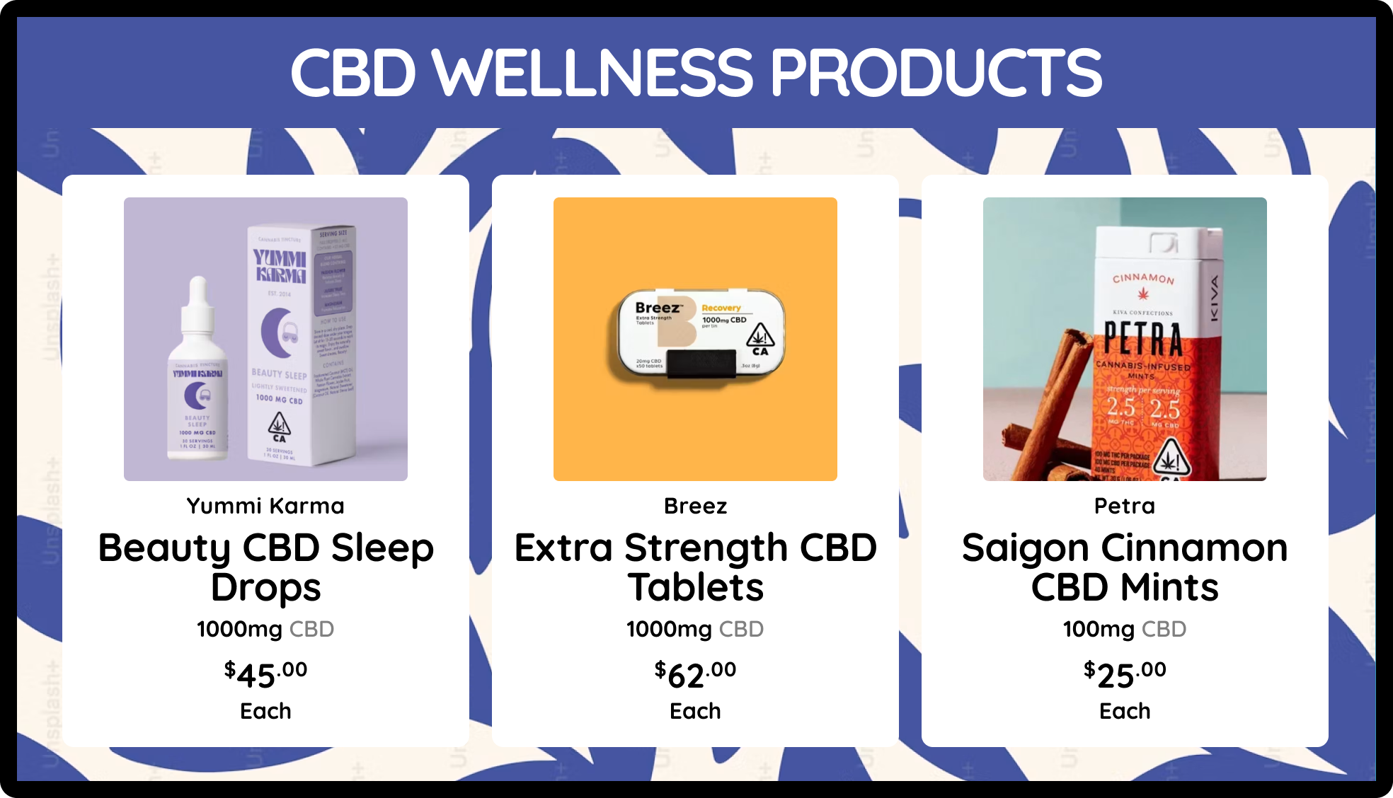 CBD category menu layout