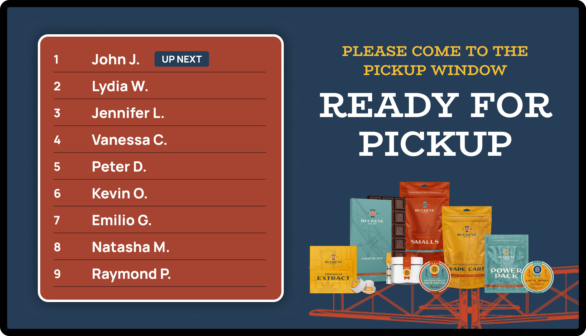Queue board sharing a screen with the menu