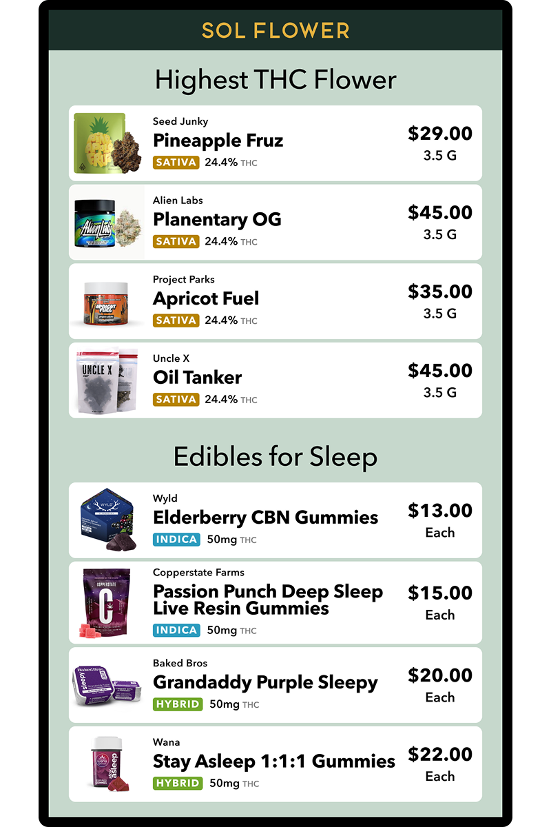 Vertical category menu layout