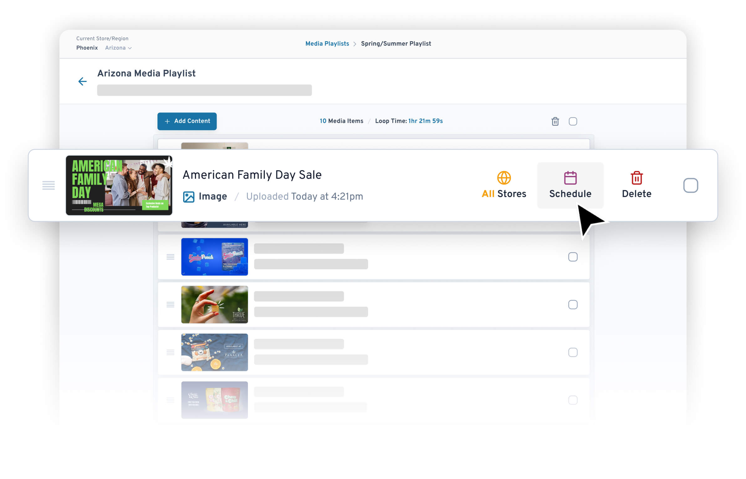 Media playlist scheduling modal in Seed Manager