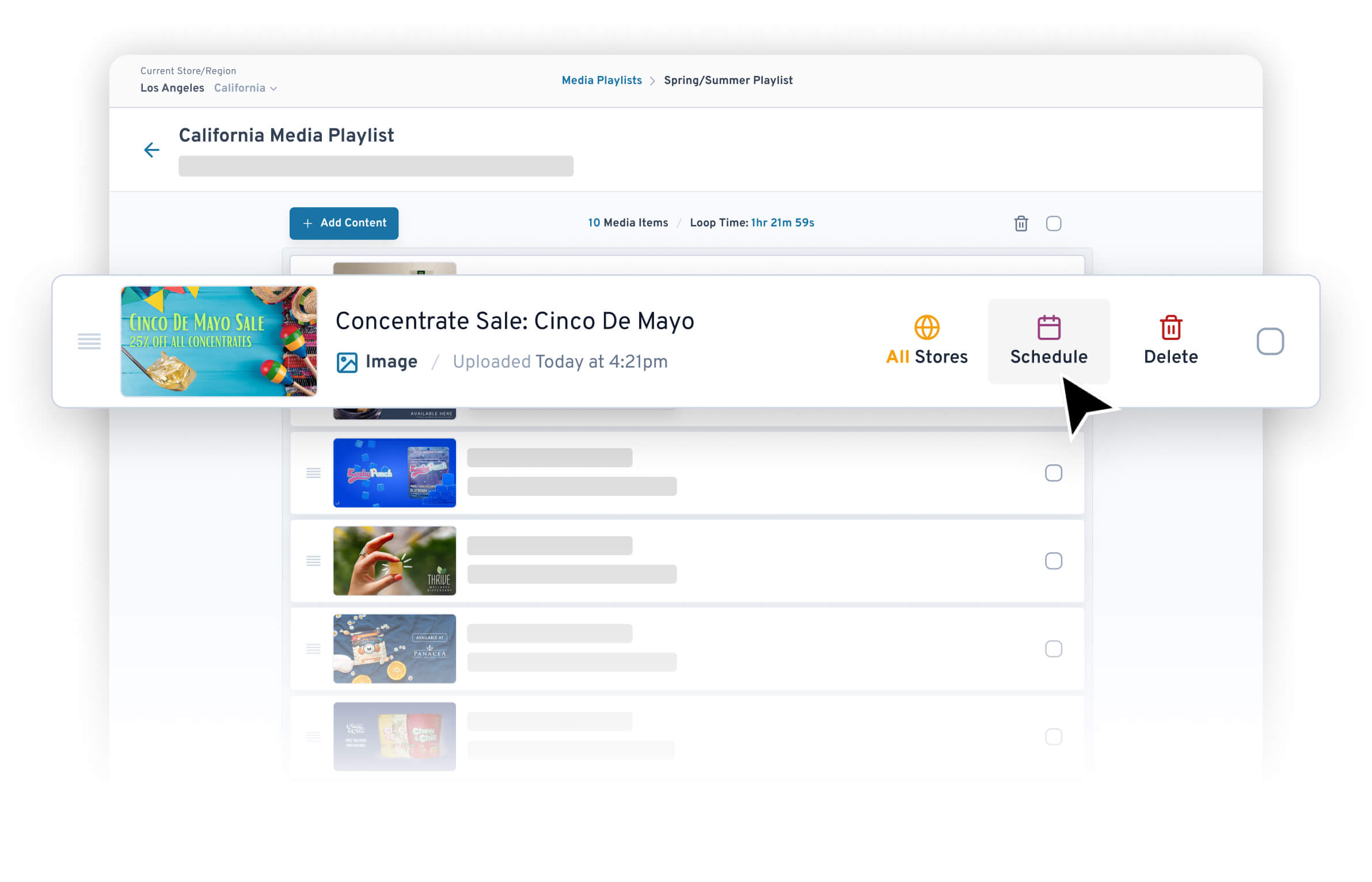 Media playlist scheduling modal in Seed Manager
