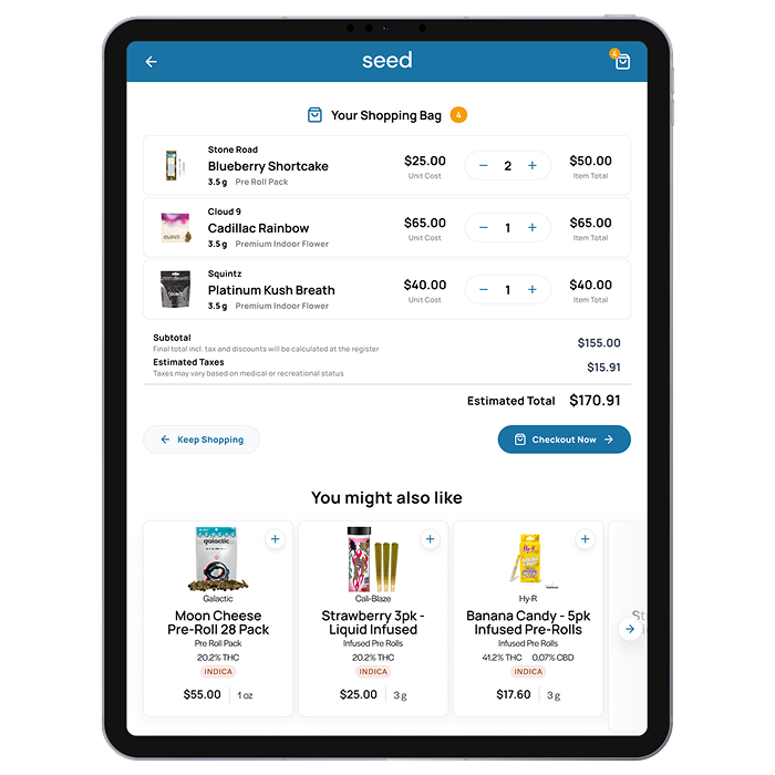 Seed kiosk showing a larger average order