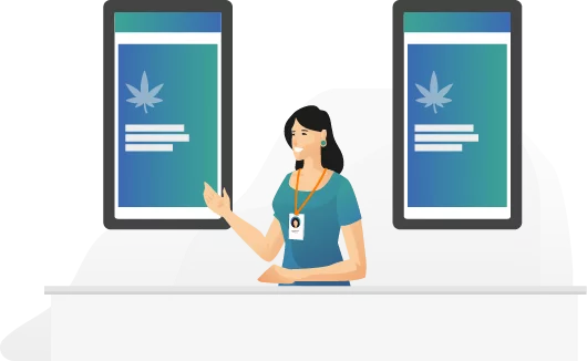 Specials & Announcements in a dispensary lobby